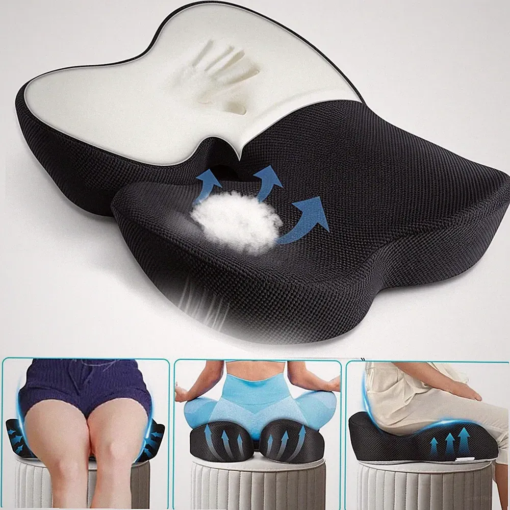 Memory Foam Sitzkissen Orthopädisch Ergonomisch Abnehmbarer Bezug Bürostuhl
