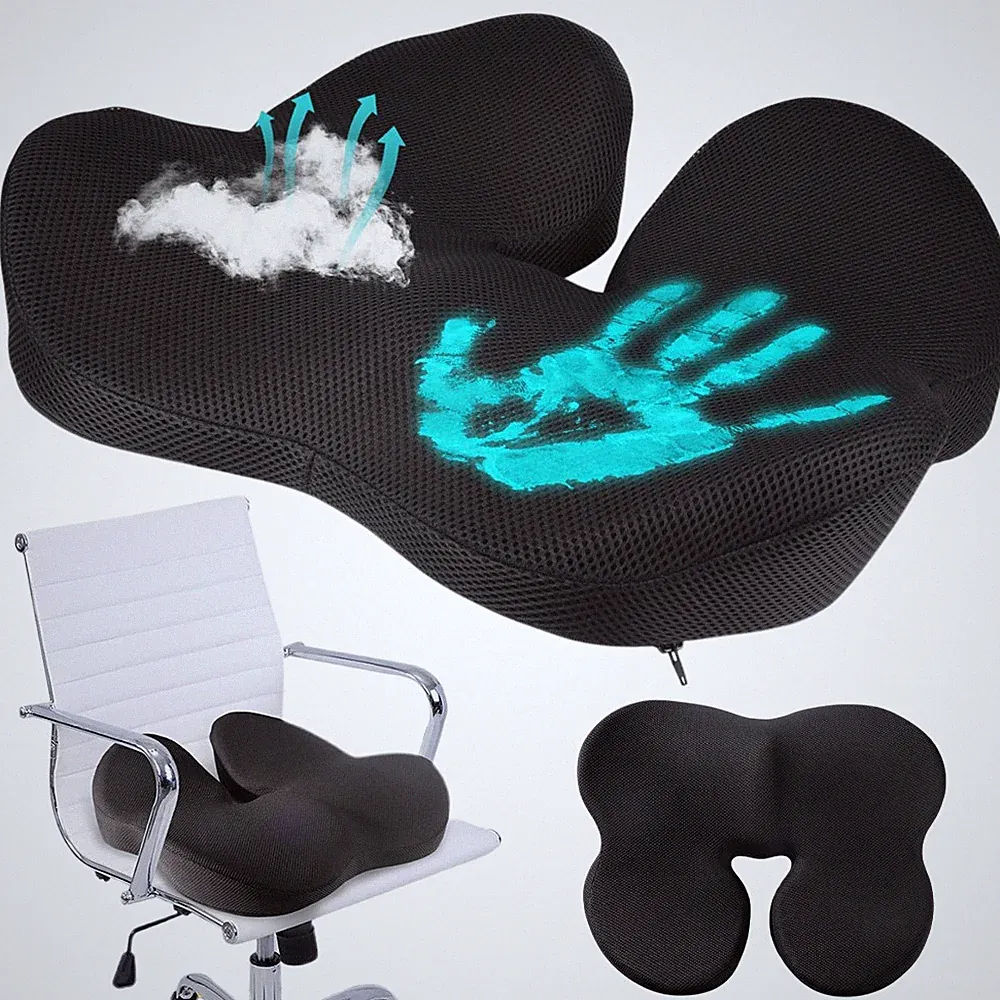 Memory Foam Sitzkissen Orthopädisch Ergonomisch mit Abnehmbarer Bezug Bürostuhl