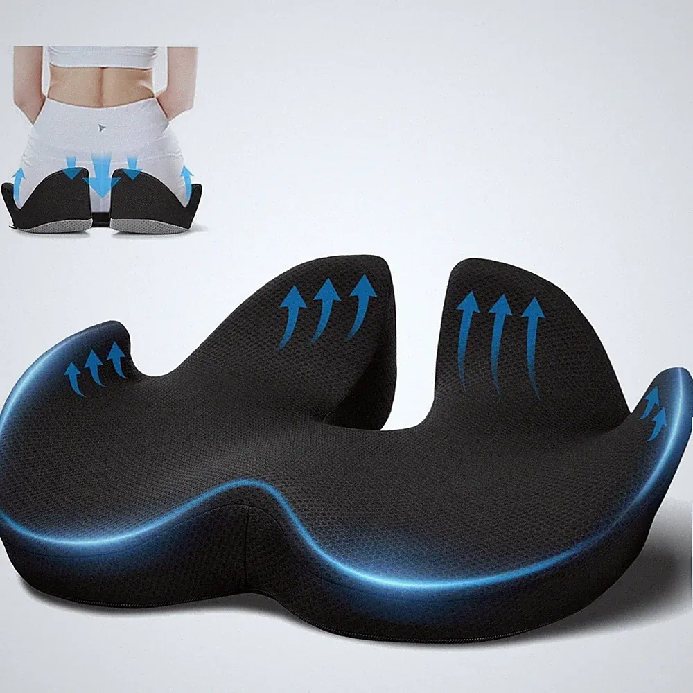 Memory-Schaum Sitzkissen für Bürostuhl, Ergonomisch, Atmungsaktiv, Rutschfest...
