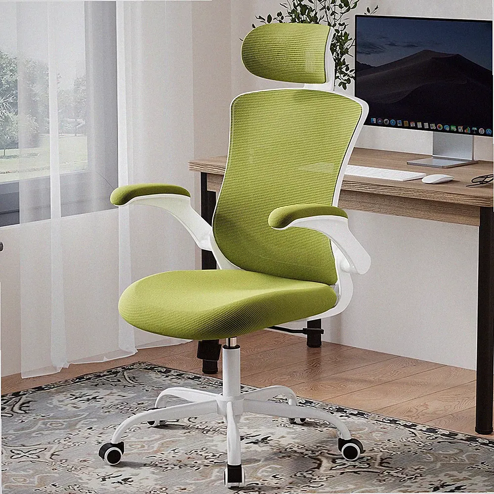 Mesh Ergonomischer Bürostuhl mit verstellbarer Lendenwirbelstütze und Kopfstütze
