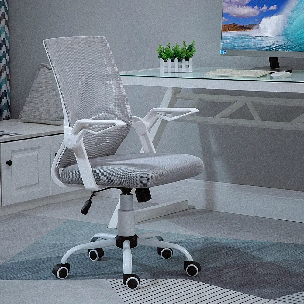 Mesh Home Office Stuhl Drehstuhl Computer Schreibtischstuhl mit Lordosenstütze, Grau
