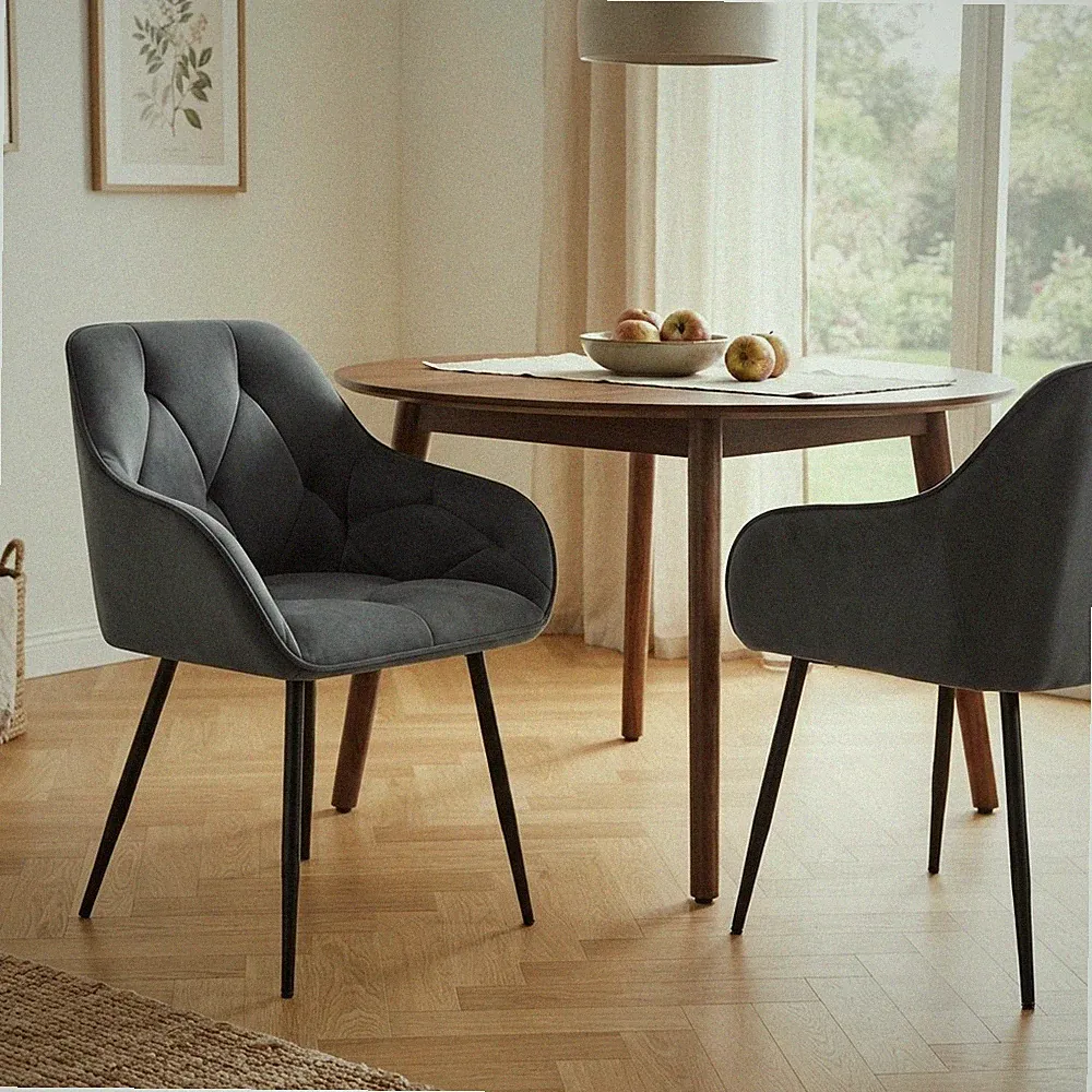 Moderne ergonomische Samt Sessel - 2er Set, perfekt für Esszimmer oder Büro