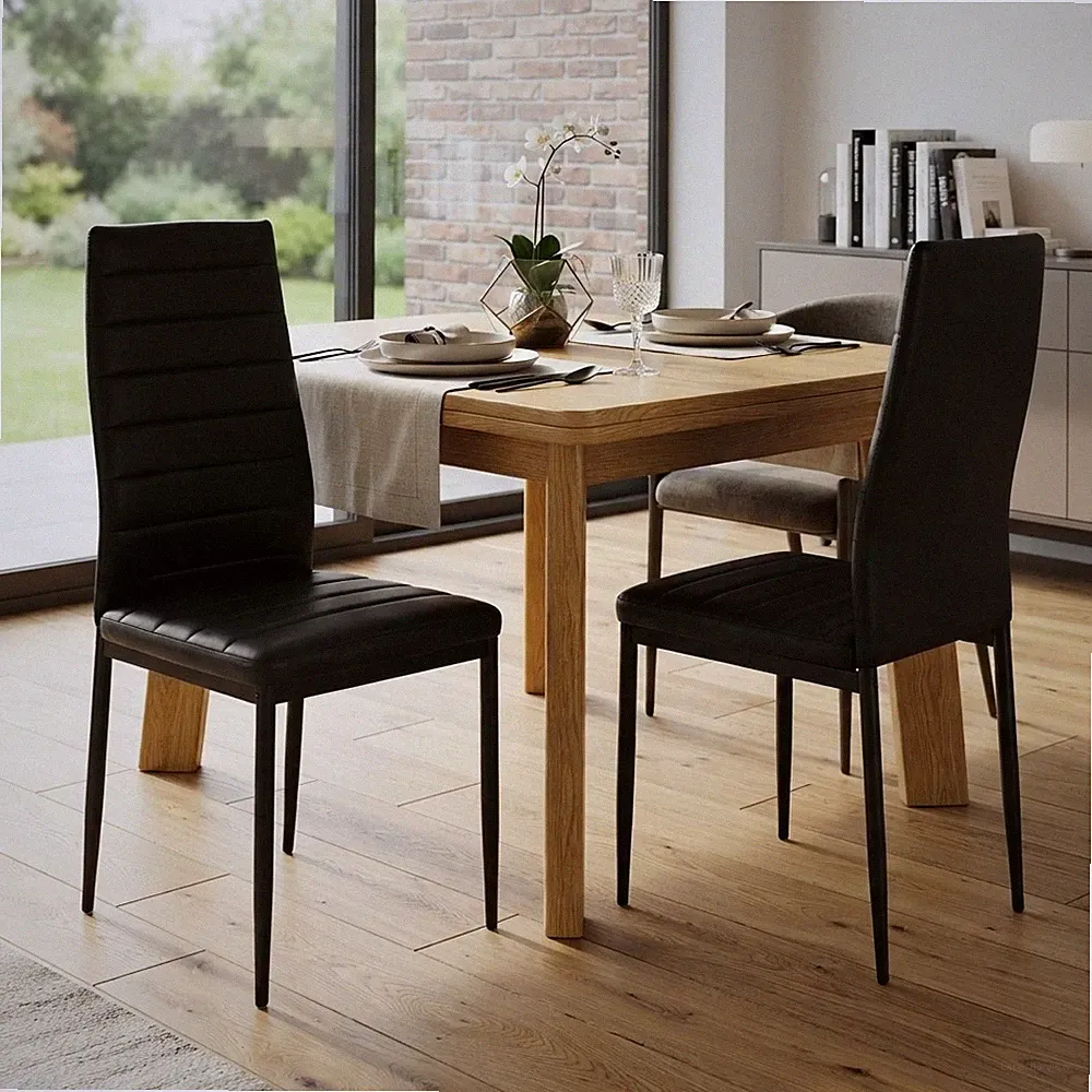Moderne Esszimmerstühle mit hoher Rückenlehne in Schwarz: robustes & wasserdichtes Design 2er Set