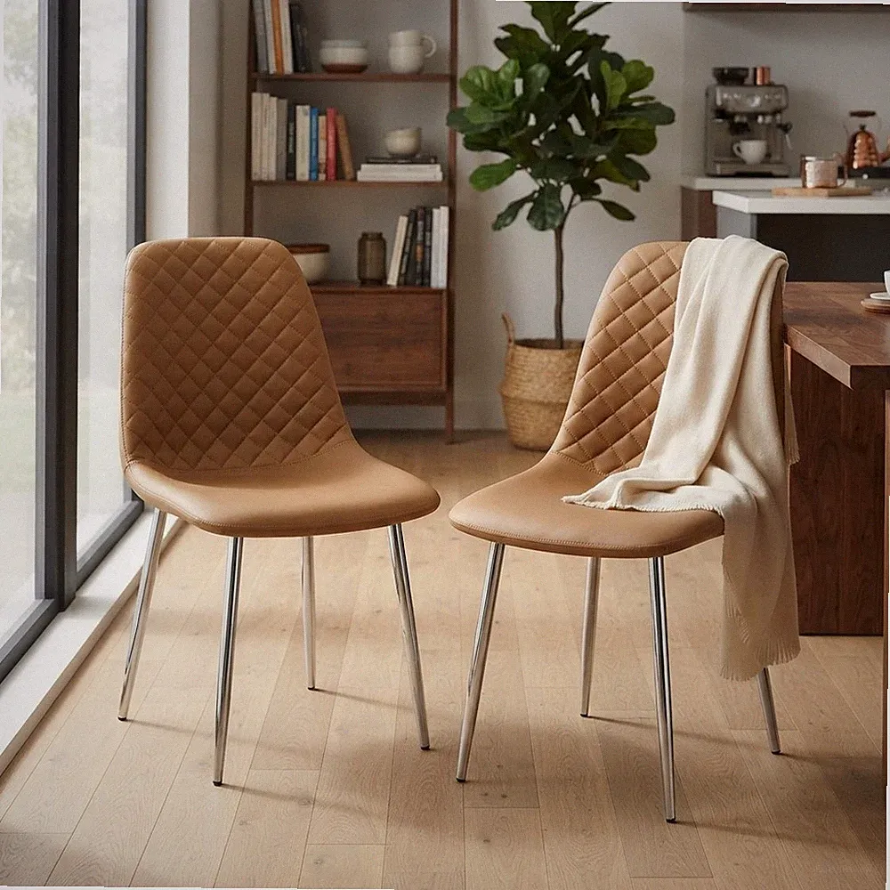 Moderne Kunstleder Esszimmerstühle in Kaffee - ergonomisches 2er Set für Ihr Zuhause