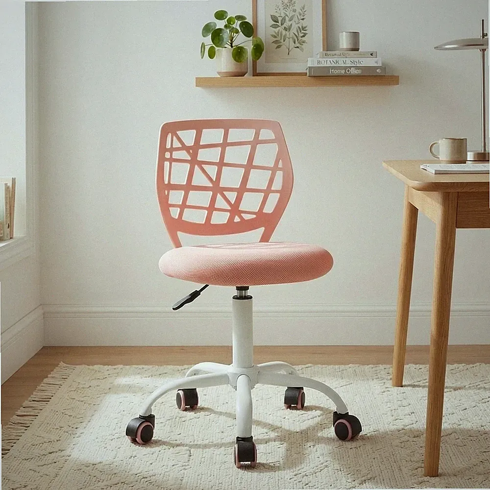 Moderner armloser Schreibtischstuhl mit weichem Kissen & 360 Grad drehbar für Home Office