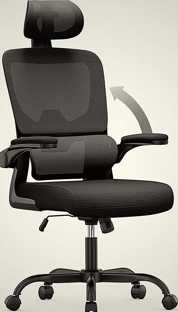 naspaluro Bürostuhl ergonomisch Kopfstütze Lordosenstütze Armlehnen Schwarz