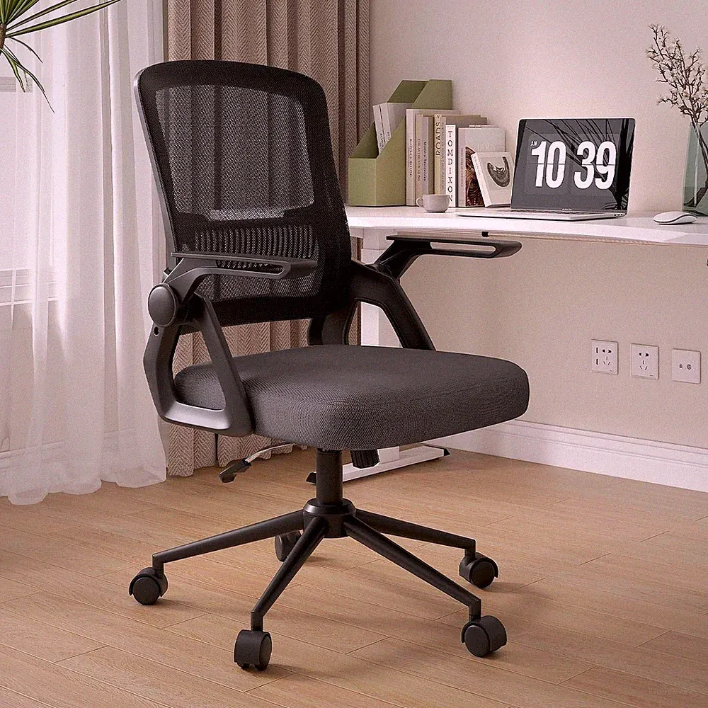 Naspaluro Bürostuhl Ergonomisch mit Hochklappbaren Armlehnen Schwarz 61x61x106