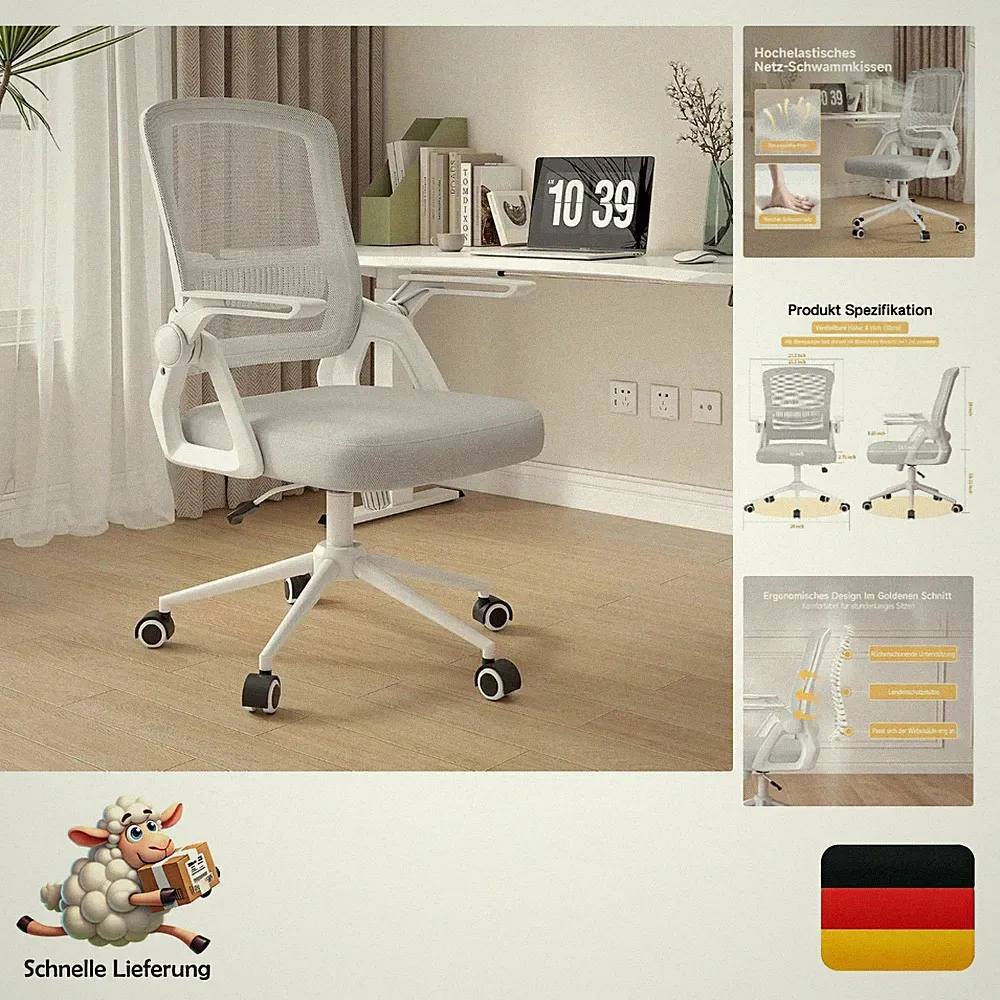 Naspaluro Bürostuhl Ergonomisch with Netz Rückenlehne, Hohe Verstellbarkeit,...