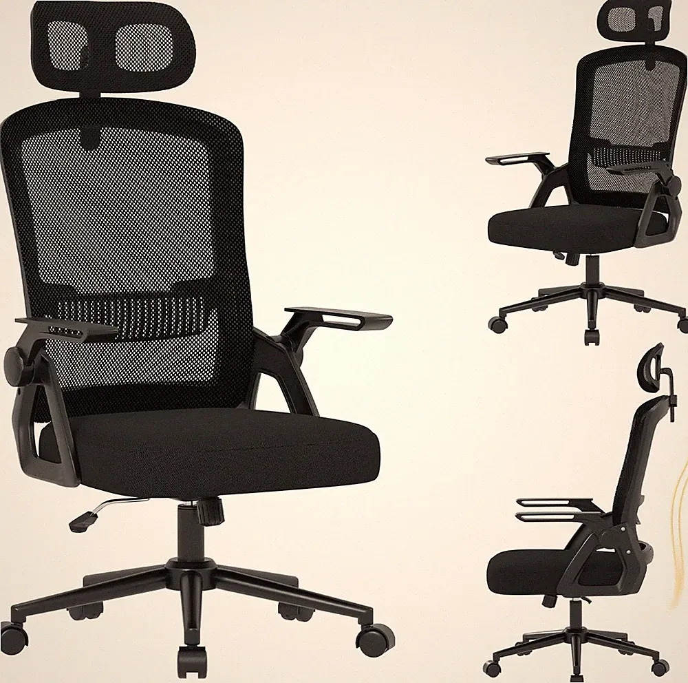 naspaluro Ergonomischer Bürostuhl mit Kopfstütze Lordosenstütze, 60x60x120 cm