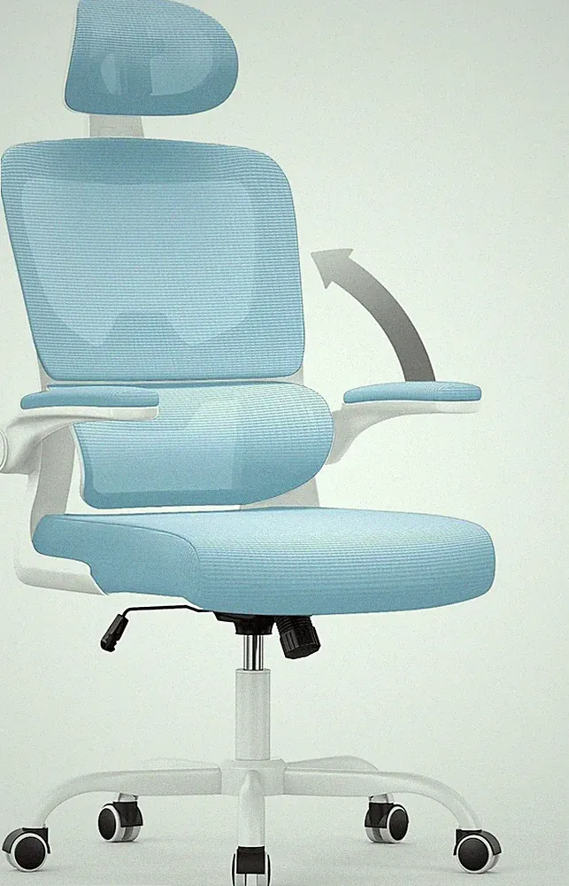 NasPaluro X24F00K132 Bürostuhl Ergonomisch Netz Kopfstütze Blau