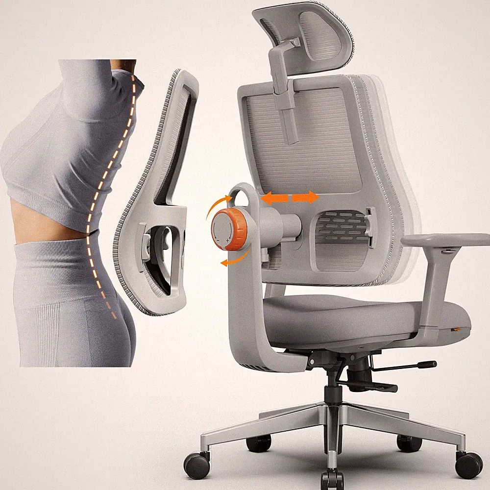 Newtral MAGIC H003 Bürostuhl Ergonomisch, mit dynamische Lumbalstütze Grau