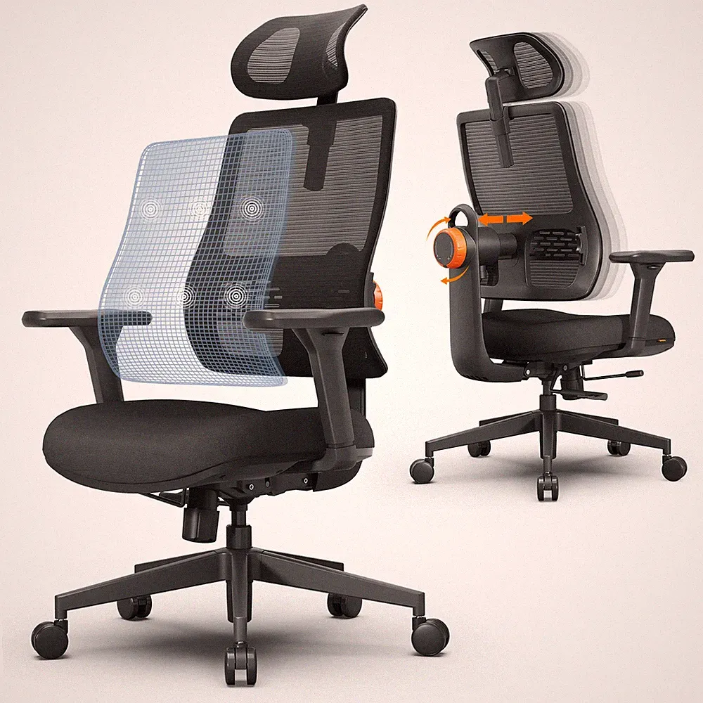 NEWTRAL MAGICH003 Bürostuhl ergonomisch Netz Kopfstütze Lendenwirbelstütze