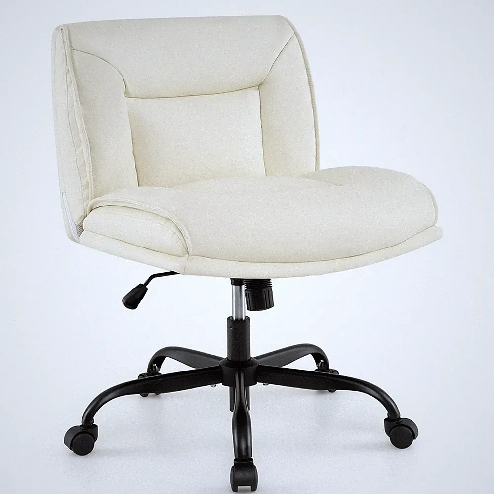 Northix Buerostuhl Verstellbar Rollen Armlos Ergonomisch Kunstleder Beige 150kg