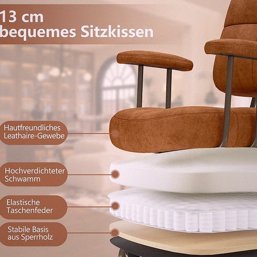 Northix Ergonomischer Buerostuhl Rollen Hoehenverstellbar Chenille Stoff 150kg
