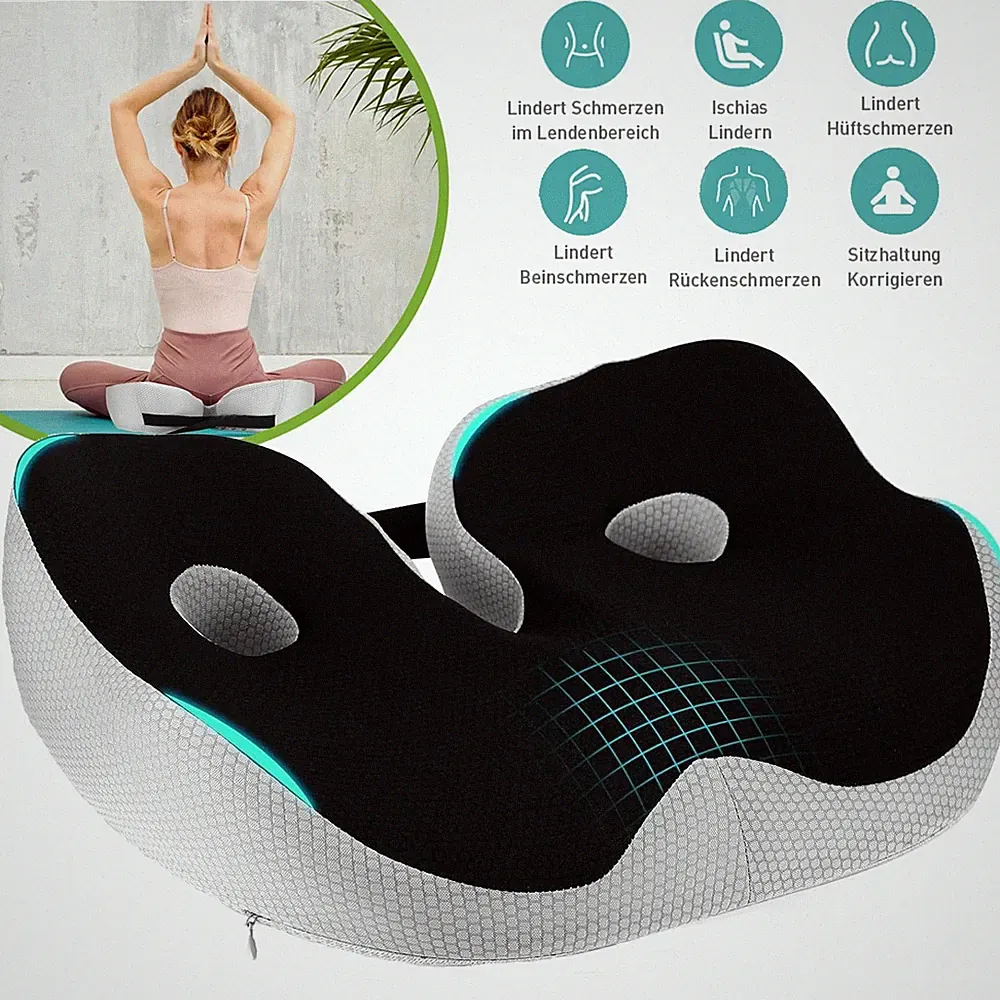 Orthopädisch Memory Sitzkissen für Bürostuhl Ergonomisches Steißbeinkissen