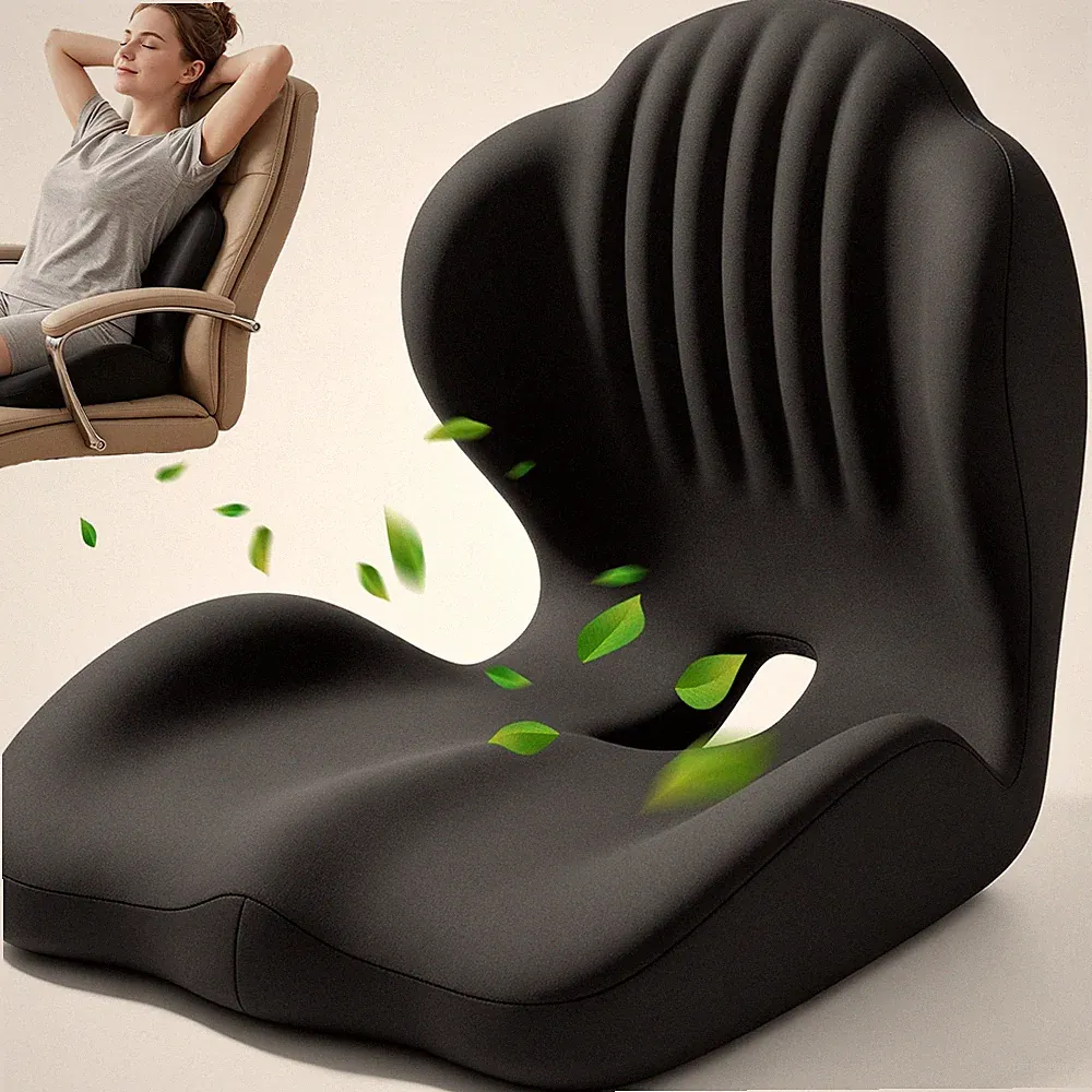 Orthopädisches Sitzkissen Memory Foam Ergonomisch mit Rückenlehne für Büro Auto