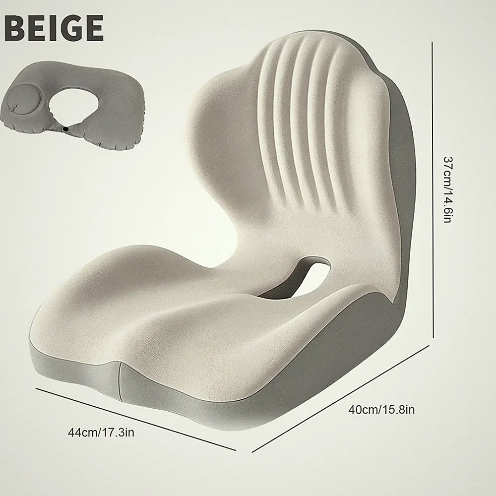 Orthopädisches Sitzkissen mit Memory Foam für Bürostuhl und Auto Schwarz Grau