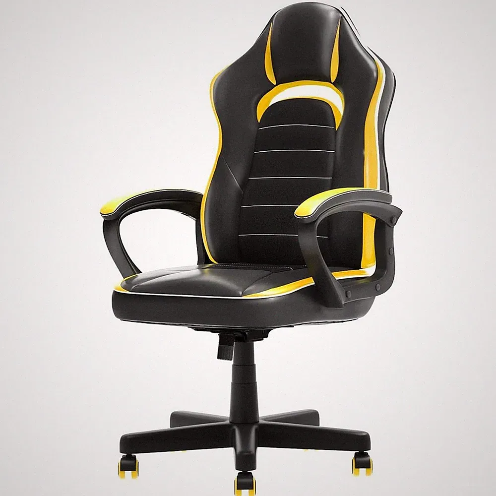 PC Stuhl Drehstuhl Ergonomisch Bürostuhl Gaming Stuhl Pflegeleicht Schwarz Gelb