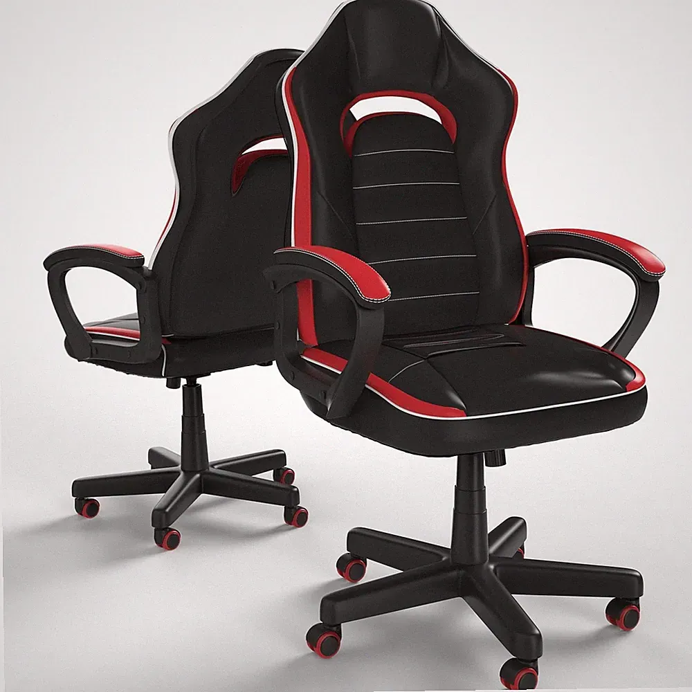 PC Stuhl Drehstuhl Ergonomisch Bürostuhl Gaming Stuhl Pflegeleicht Schwarz Rot