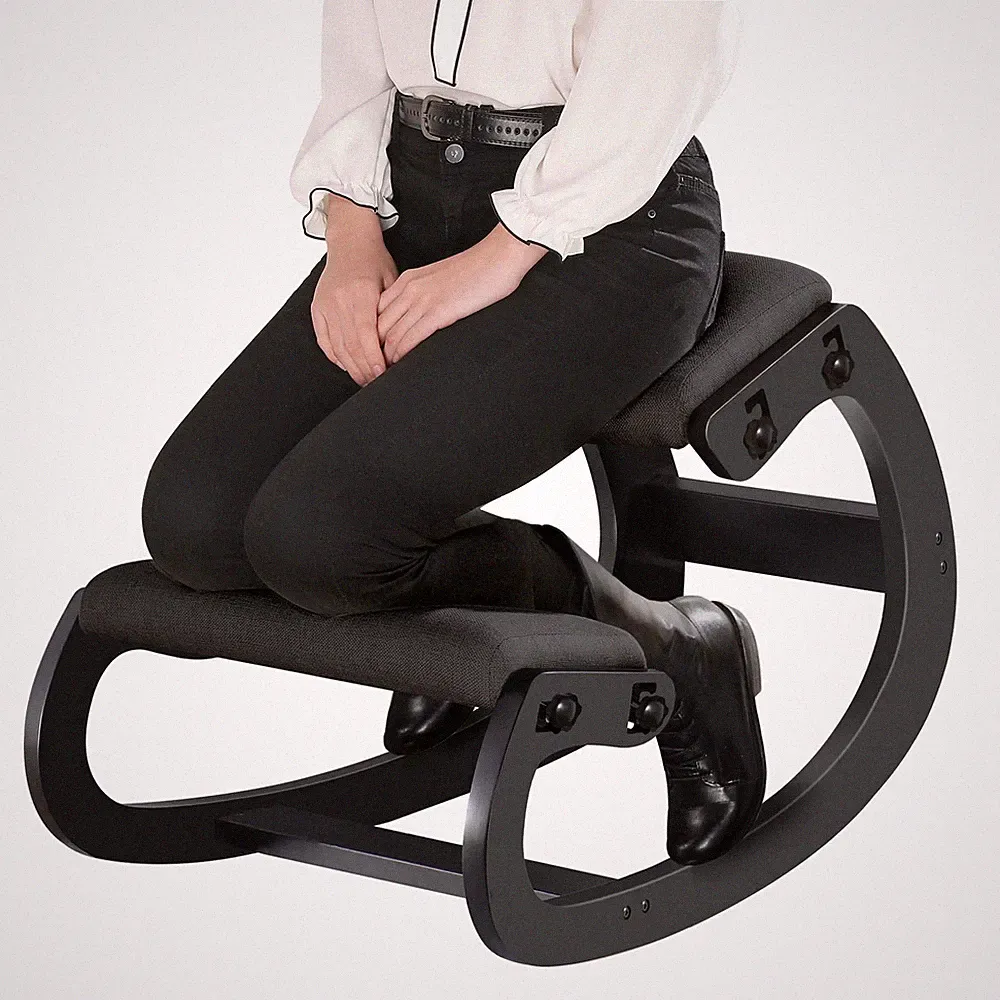 Predawn Kniestuhl Ergonomisch Modell mit Wippfunktion bis 120kg Schwarz Leinenra