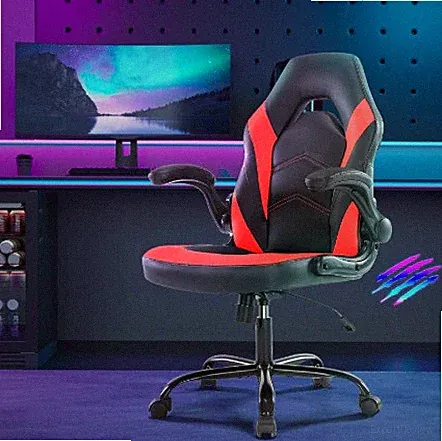 PU-Leder Bürostuhl Ergonomisch Drehbar Gaming Computer Stuhl mit Lendenstütze