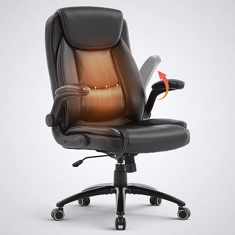 PU-Leder Ergonomischer Bürostuhl, klappbare Armlehnen, Rückenlehne verstellbar