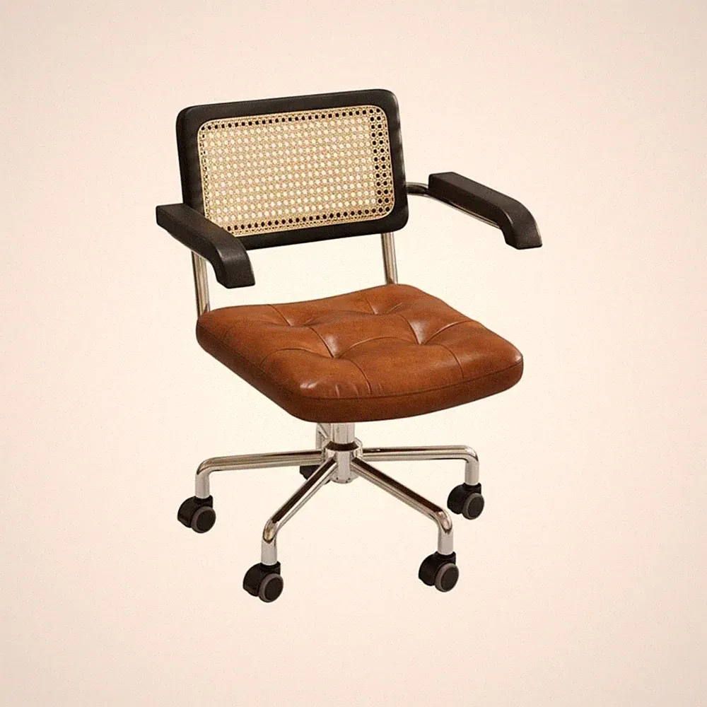 Rattan Rückendrehstuhl Ergonomisches Design Rattan Rücken Rollstuhl für