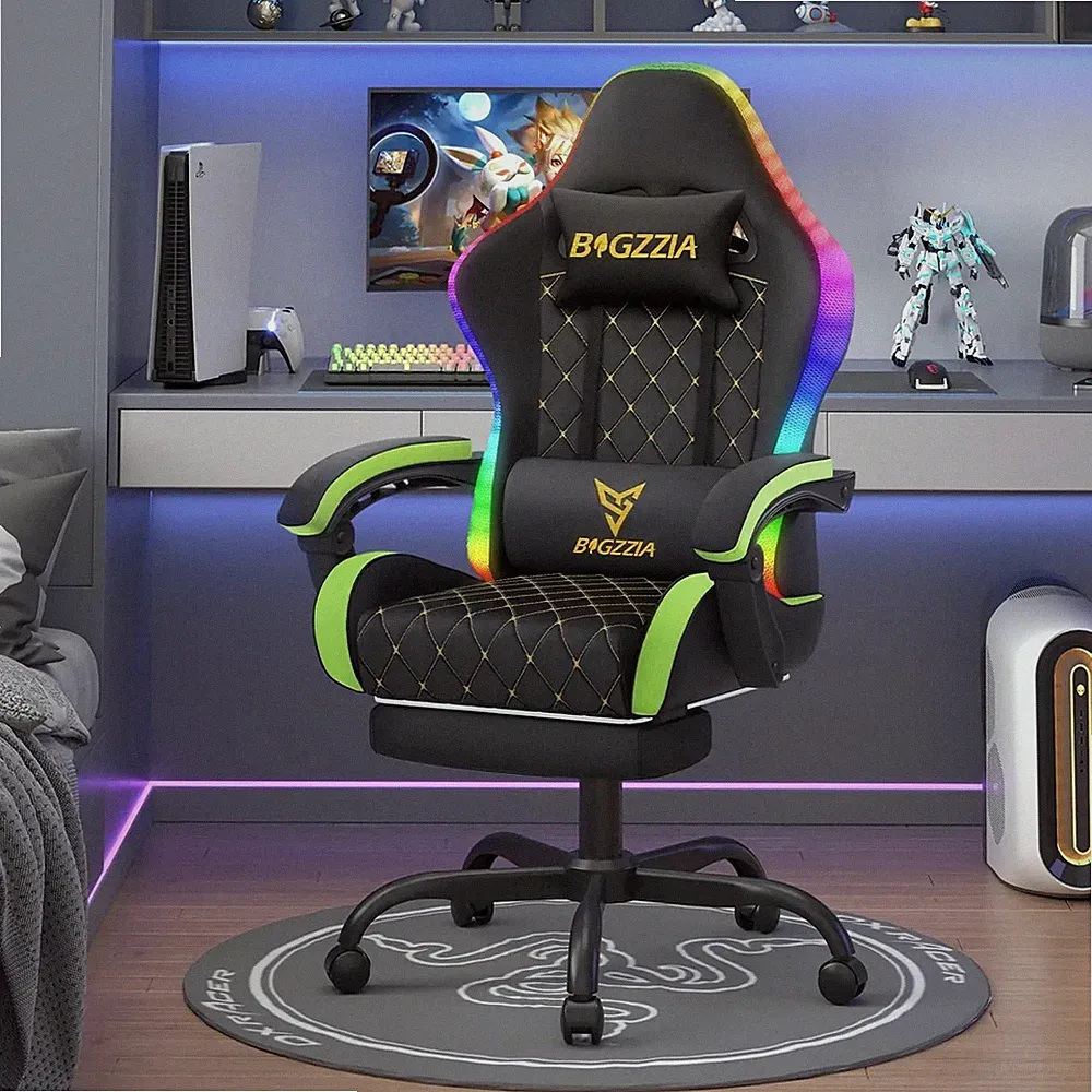 RGB Gaming Stuhl Hochlehner mit LED Beleuchtung & ergonomischem Computerstuhl Liege✨
