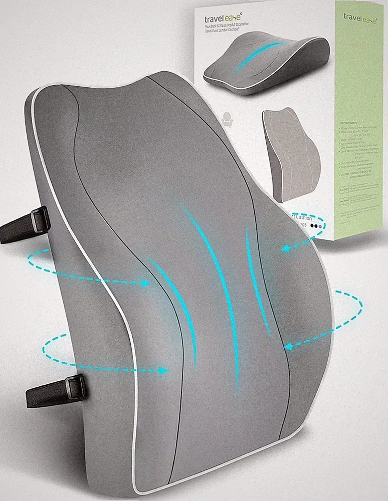 RückenKissen Ergonomisch Memory Foam Lendenkissen für Bürostuhl Grau Sitzhaltung
