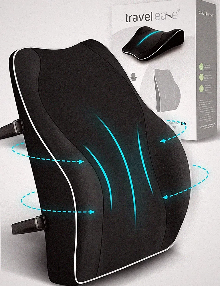 RückenKissen Ergonomisch Memory Foam Lendenkissen für Bürostuhl Schwarz