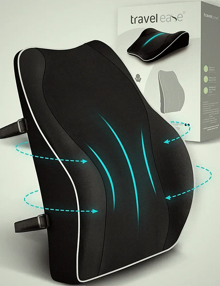 RückenKissen Ergonomisch Memory Foam Lendenkissen für Bürostuhl Schwarz