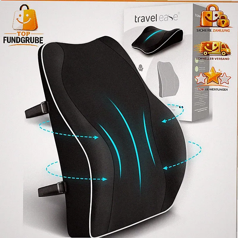 RückenKissen Ergonomisch Memory Foam Lendenkissen Schwarz für Bürostuhl Damen