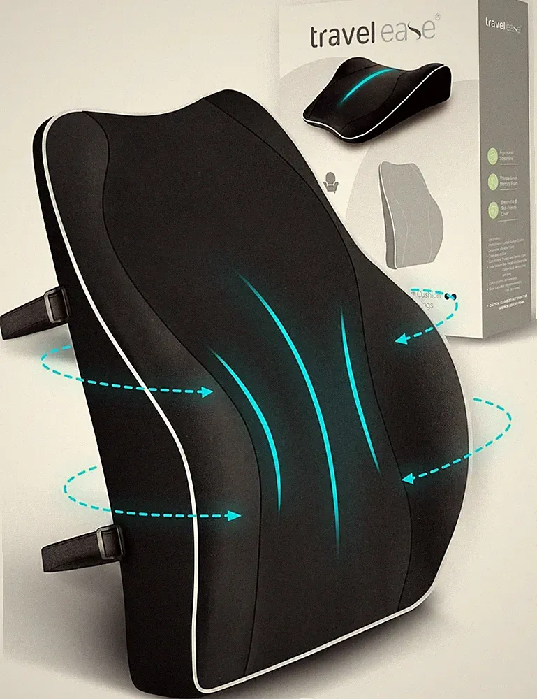 Rueckenstuetze ergonomisch Lordosenkissen Memory Foam Buerostuhl Auto 43x40x11