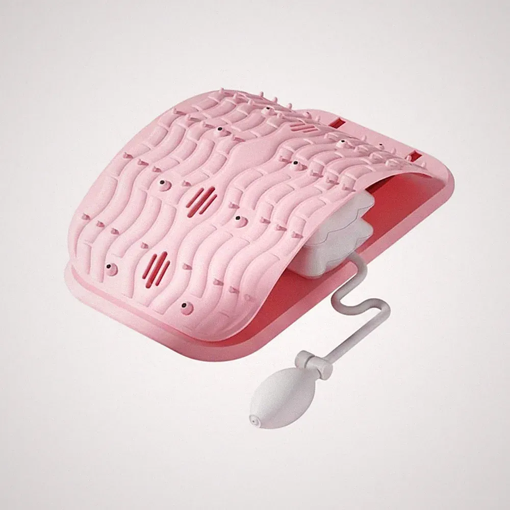 Rückenstütze mit Handpumpe, gebogene, aufblasbare Rückenstütze, ergonomisch