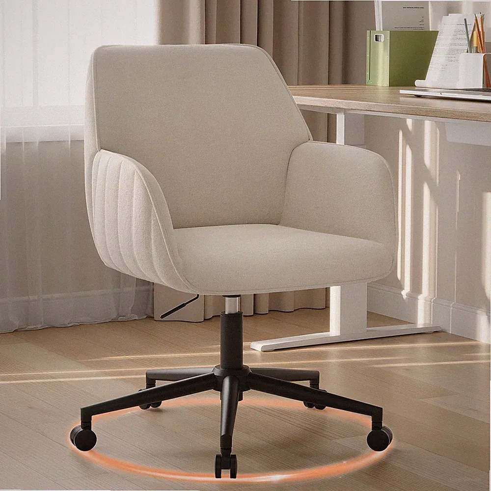 Schreibtischstuhl Bürostuhl Samt Beige Drehstuhl Ergonomisch Homeoffice 136kg
