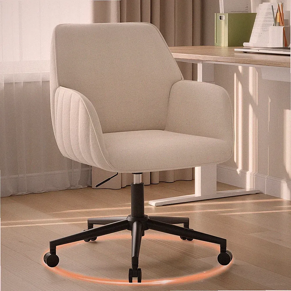 Schreibtischstuhl Bürostuhl Samt Ergonomisch Drehstuhl Beige Homeoffice 136kg