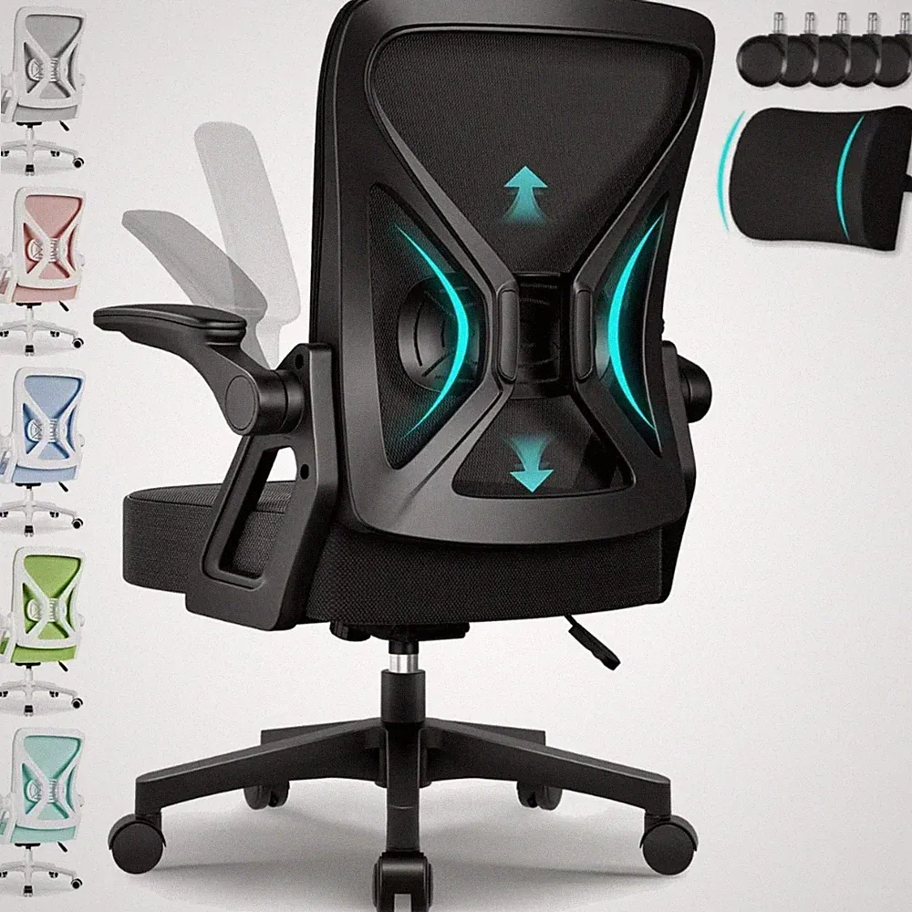 Schwarz Ergonomischer Bürostuhl - Wippfunktion bis 125° für entspanntes Sitzen