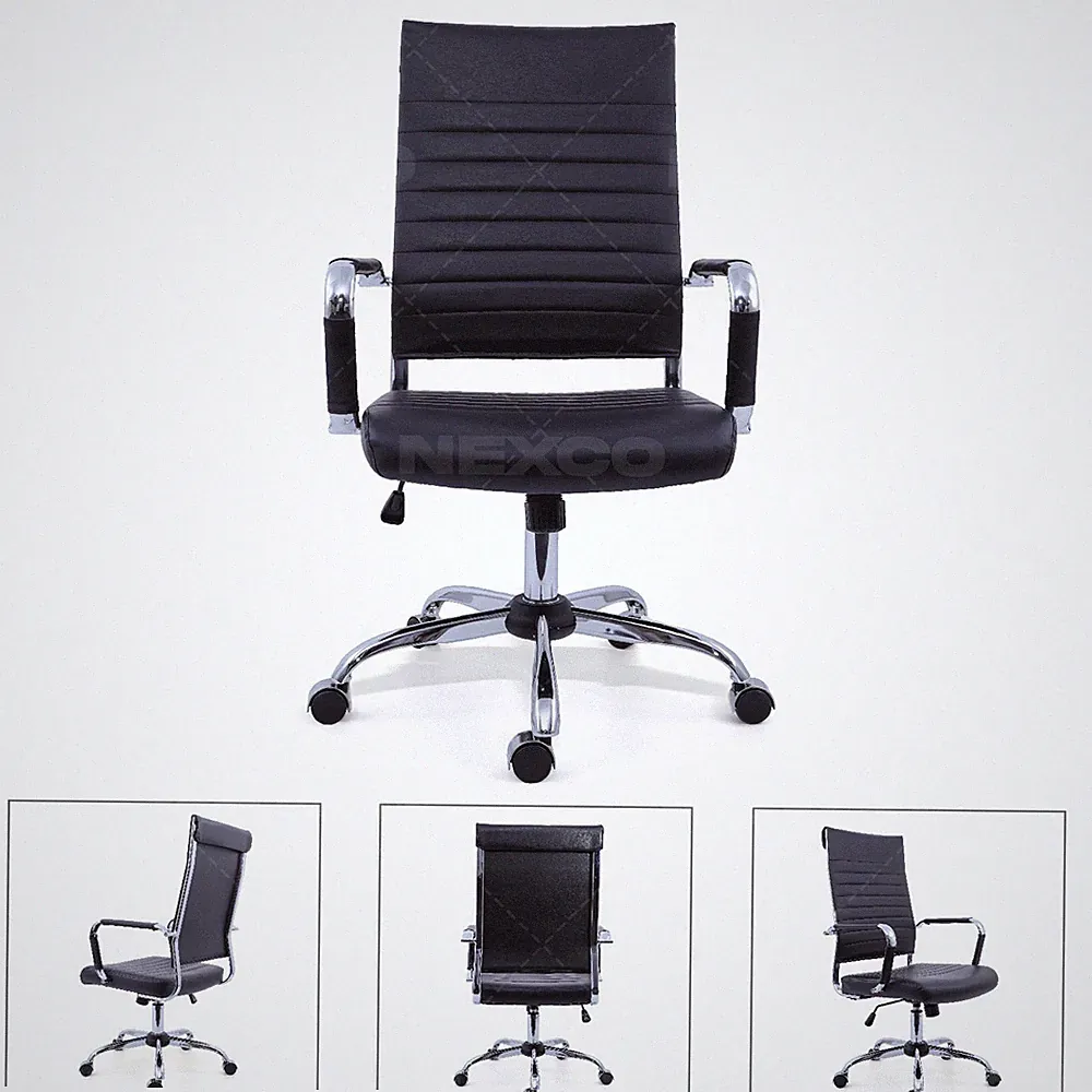 Schwarz Kunstleder Bürostuhl für Zuhause Arbeitszimmer Computer Schreibtisch Arbeit mittlere Rückenlehne