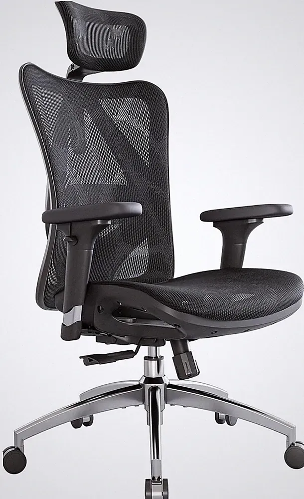 SIHOO Bürostuhl M57 Ergonomisch 150kg Schwarz Netz Hochlehne 3D Armlehne Lendens