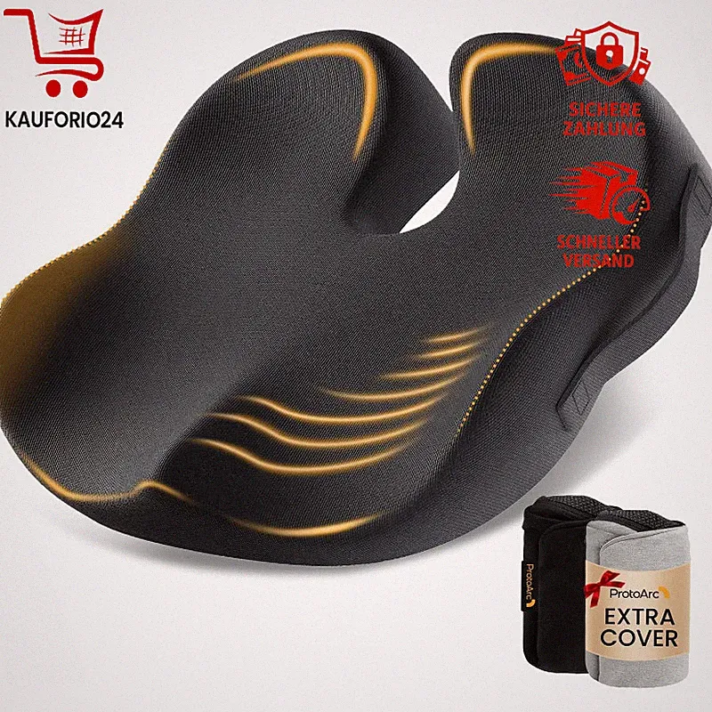 Sitzkissen Bürostuhl Ergonomisch Extra-Large Memory Foam Schwarz für Auto