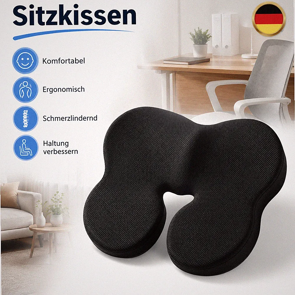 Sitzkissen Ergonomisch Orthopädisch Rutschfest Für Bürostuhl Auto Memory Schaum