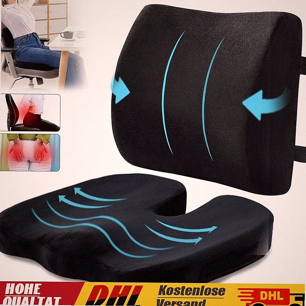 Sitzkissen orthopädisch Ergonomisches Memory Foam Kissen für Bürostuhl, Auto DHL
