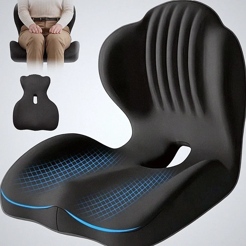 Sitzkissen Orthopädisch mit Rückenlehne Ergonomische Memory-Schaum für Bürostuhl