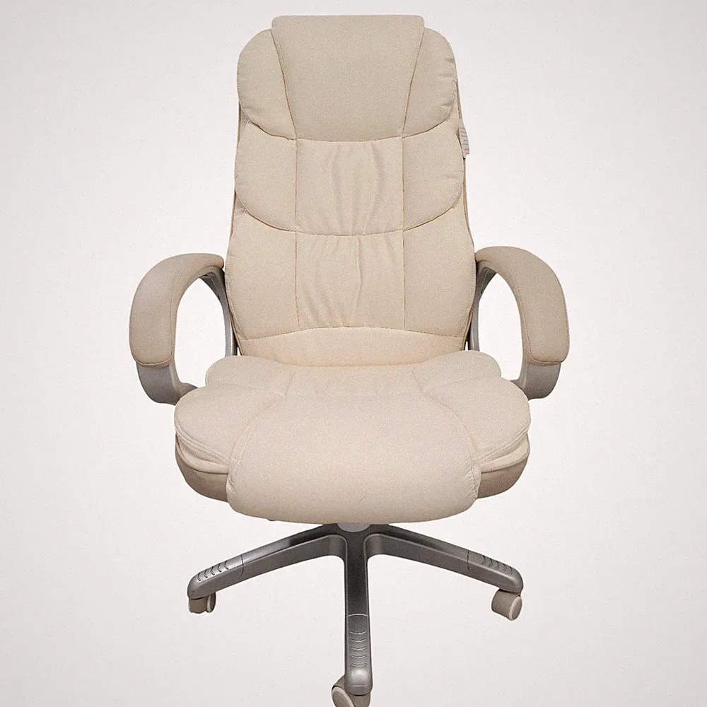 SONGMICS OBG024W11 Ergonomischer Chefsessel Bürostuhl Creme Weiß Kunstleder