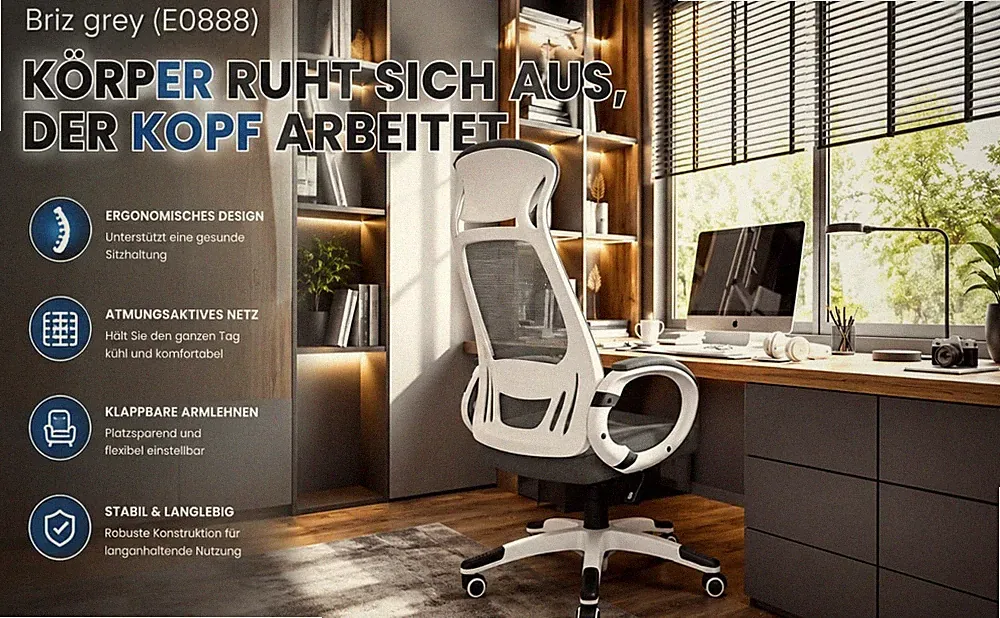 Special4You Bürostuhl / Chefsessel / Ergonomischer Briz grey/white (E0888) neu
