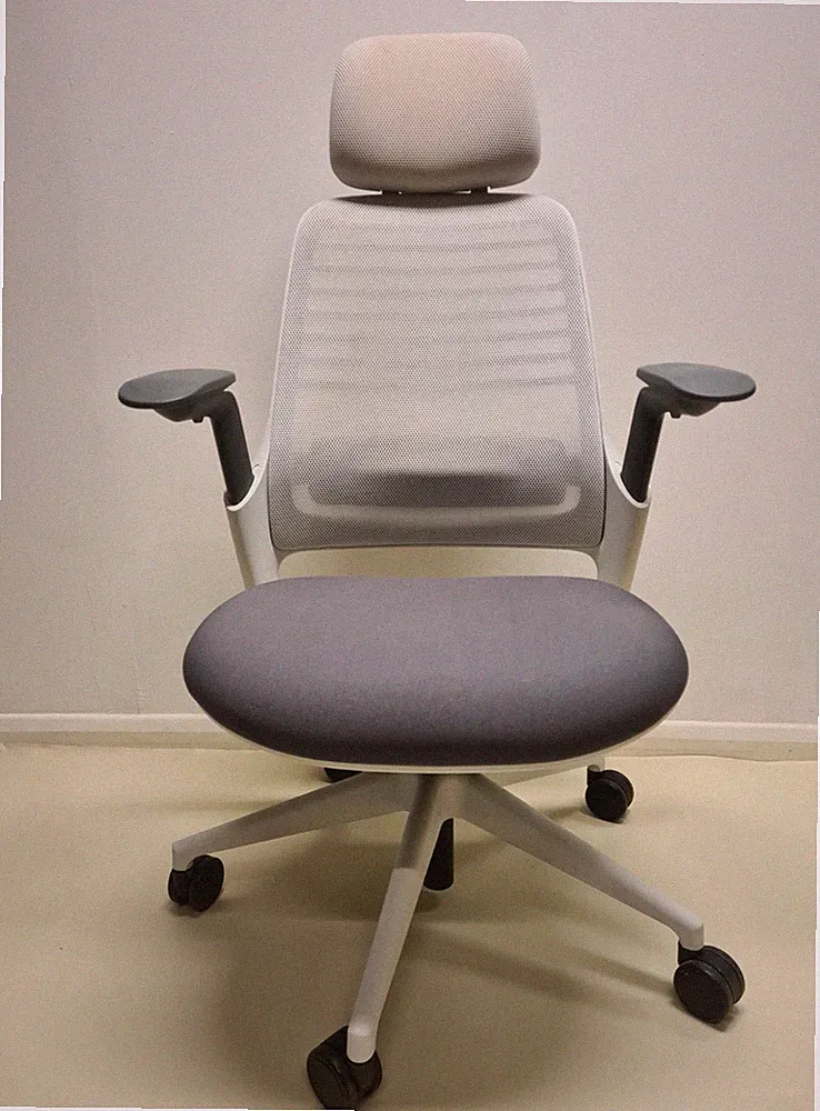 Steelcase Serie 1 Bürostuhl ergonomisch Kopfstütze weiß grau Lendenwirbel