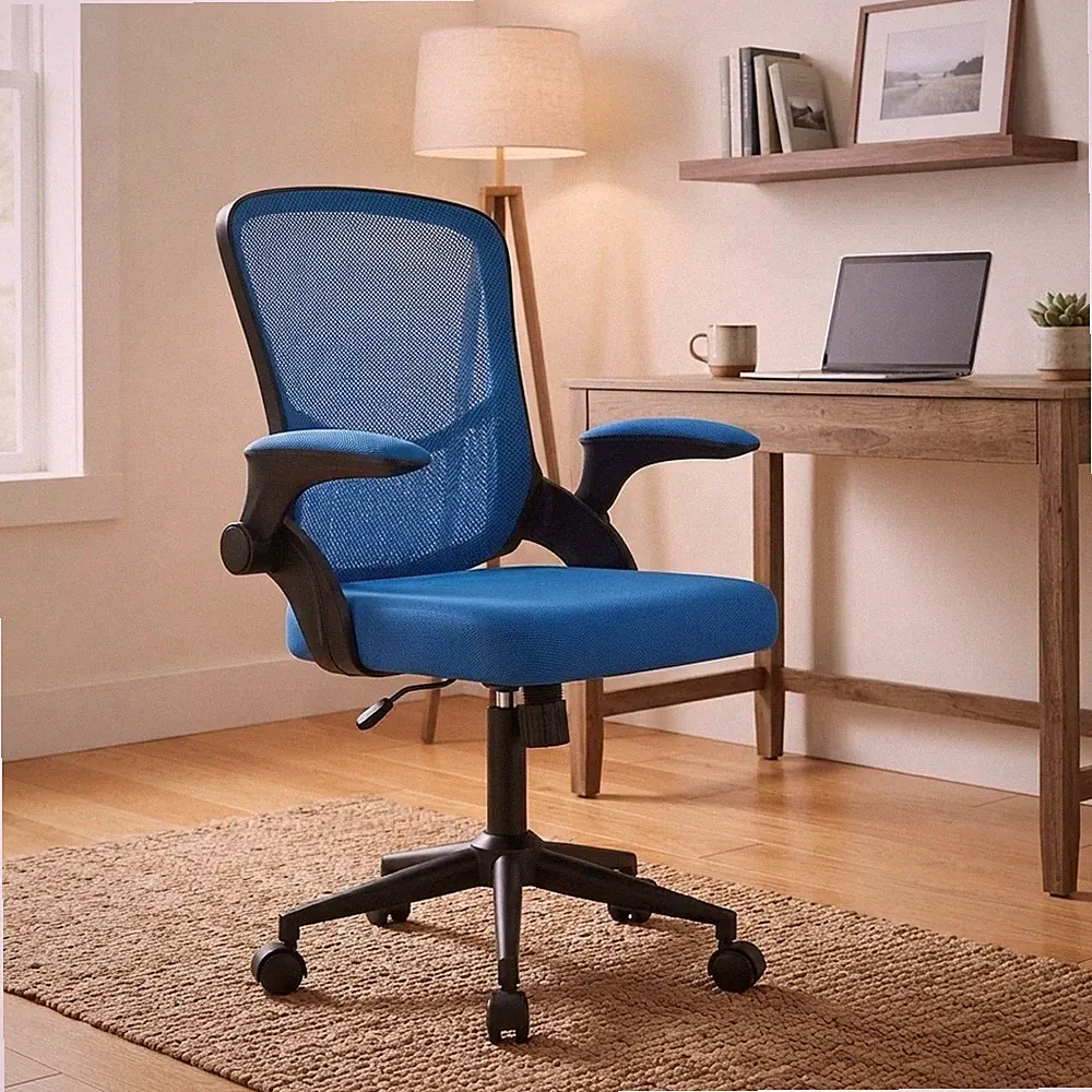 Stilvoller blauer ergonomischer Computerstuhl mit einfacher Montage - ideal für Home Office