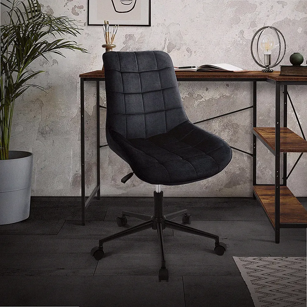 Stuhl Bürostuhl mit Rollen Schreibtischstuhl ergonomisch Drehstuhl Hocker Samt