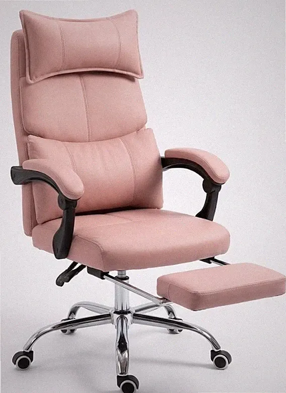 Stuhl Ergonomischer rosa Bürostuhl Chef Sessel mit Fußstütze & hoher Lehne