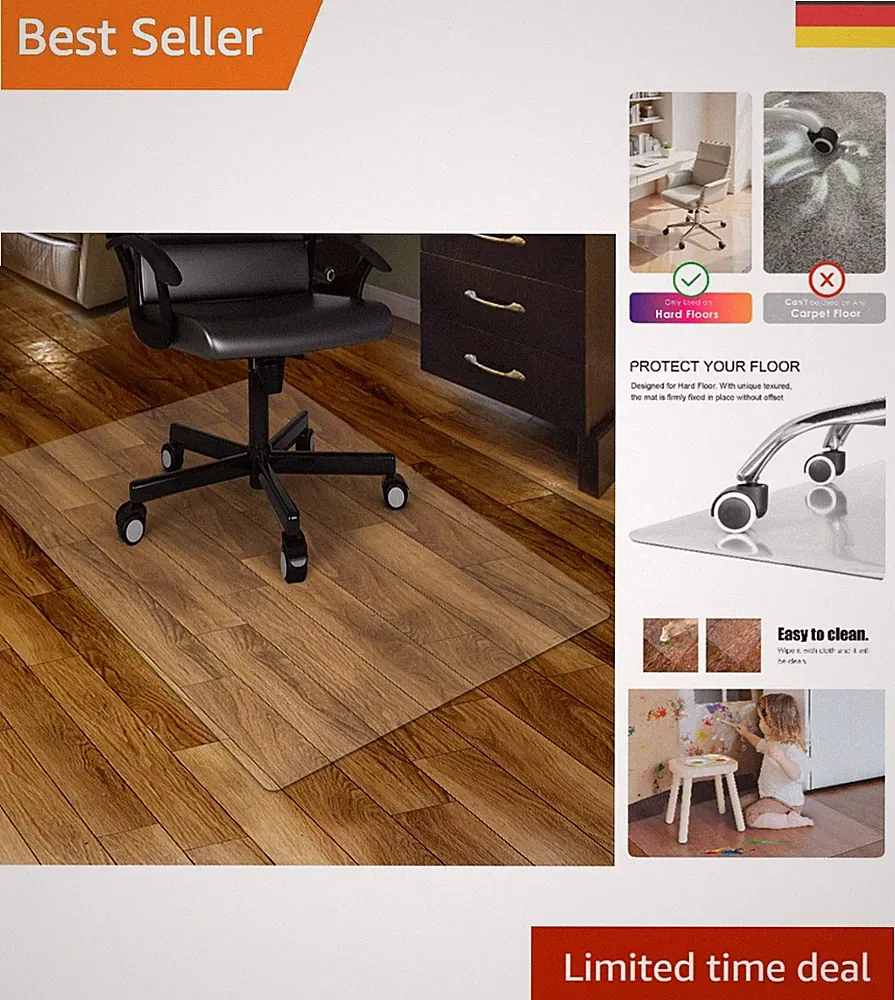 Stuhlmatte Transparent für Hartböden 90x120cm – Umweltfreundlich